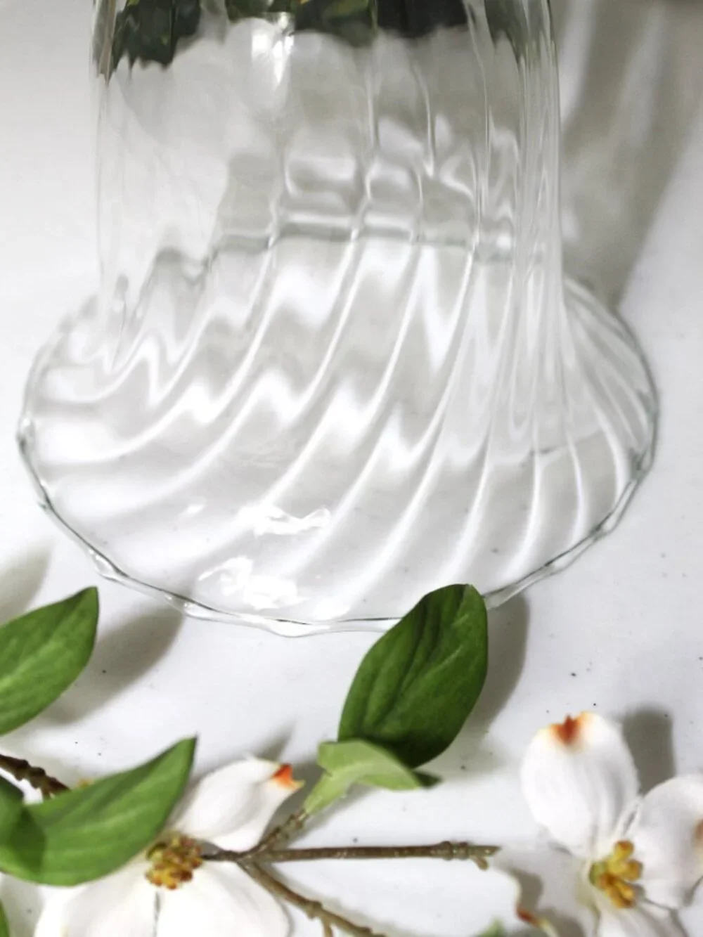Large Clear Glass Peg Candle Cup Bell Tulip Scallop Ruffled Swirl